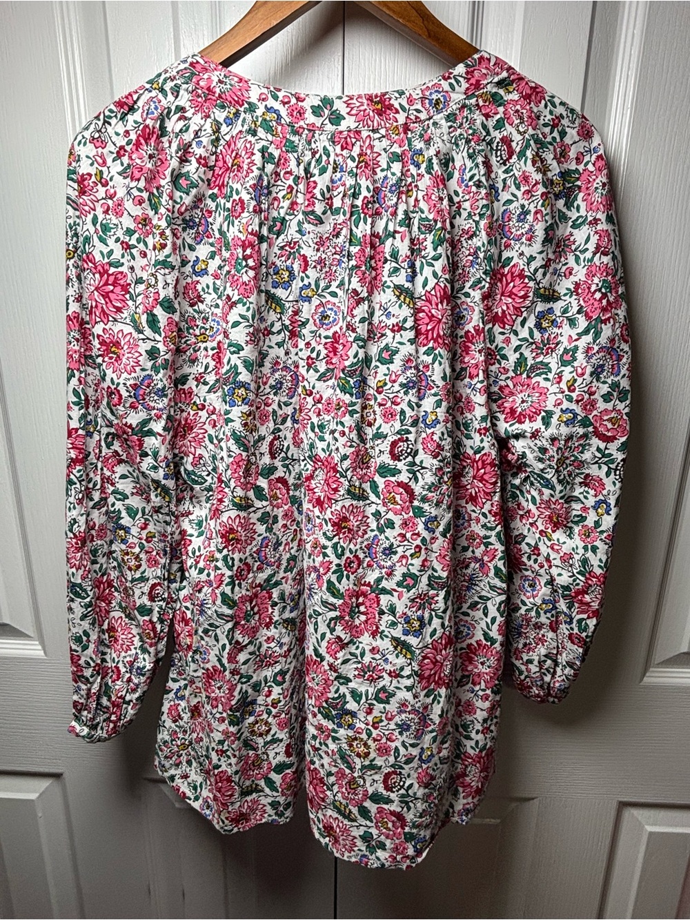 Old Navy Floral Tassel Peasant Blouse Large Pink Boho Flowy Top - Picture 4 of 8